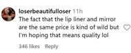 Fans reaction to Rhode's compact mirror. (Image via Instagram/loserbeautifulloser)